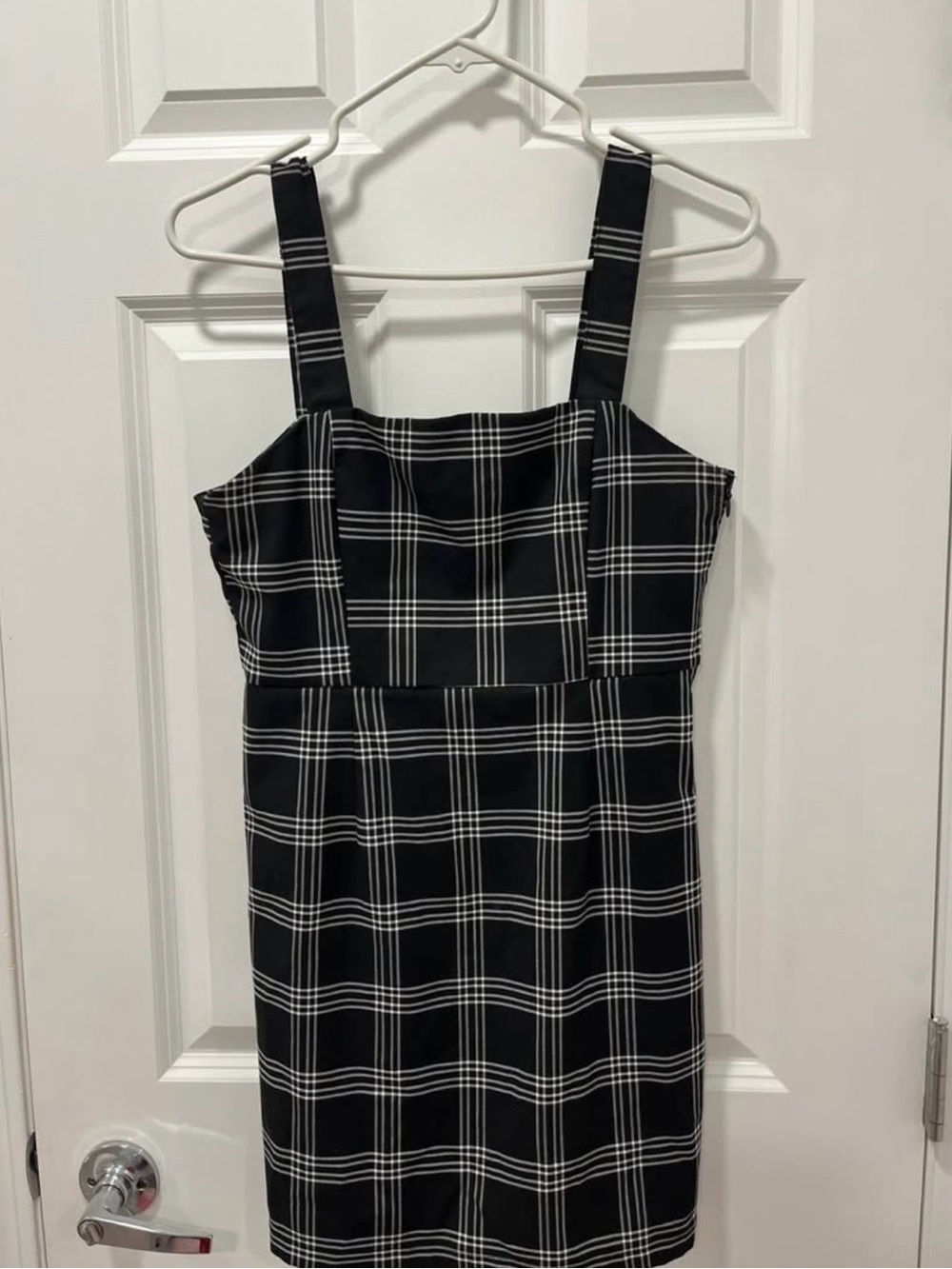 Divided Black and White Plaid Mini Dress